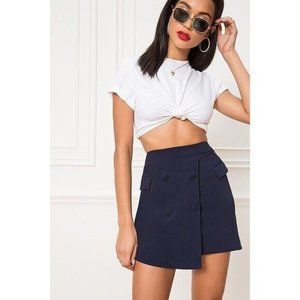 Superdown x Revolve Lizette Double Breasted Mini Skirt Navy Blue Women Size M
